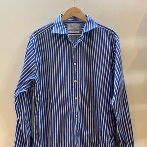 Charles Tyrwhitt Striped Slim Fit Dress Shirt Blue/White - Size 17/37
